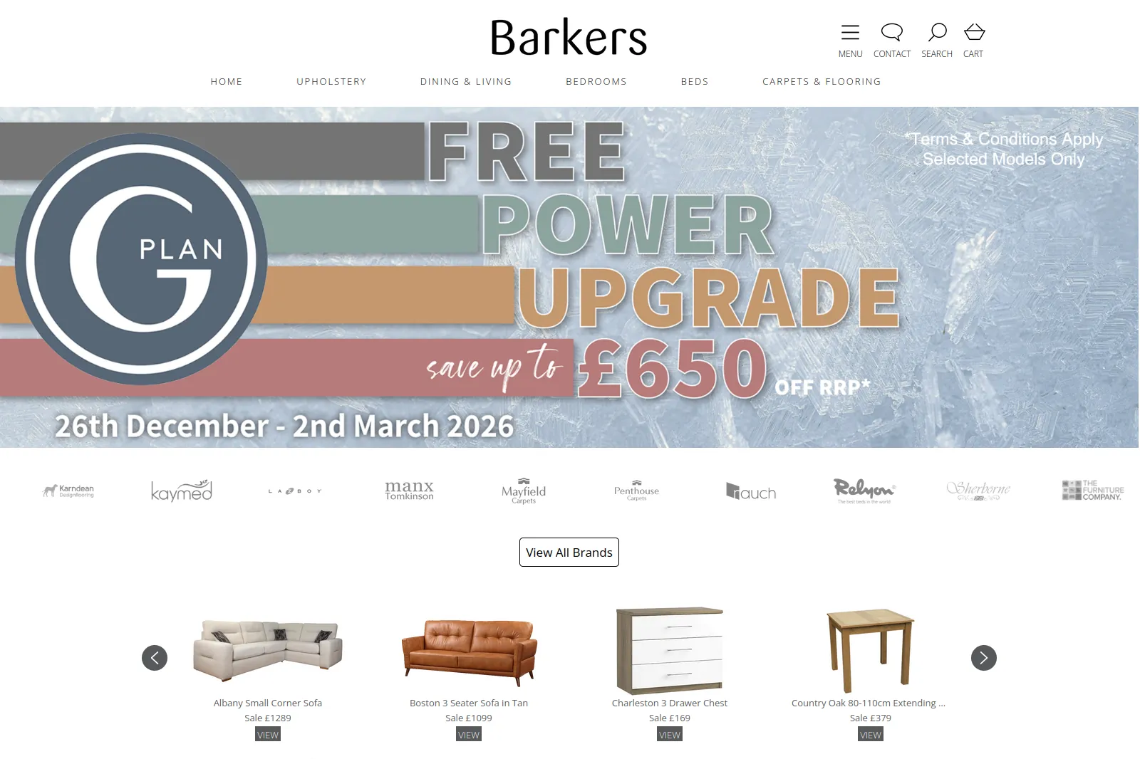 Barkers Furniture homepage
